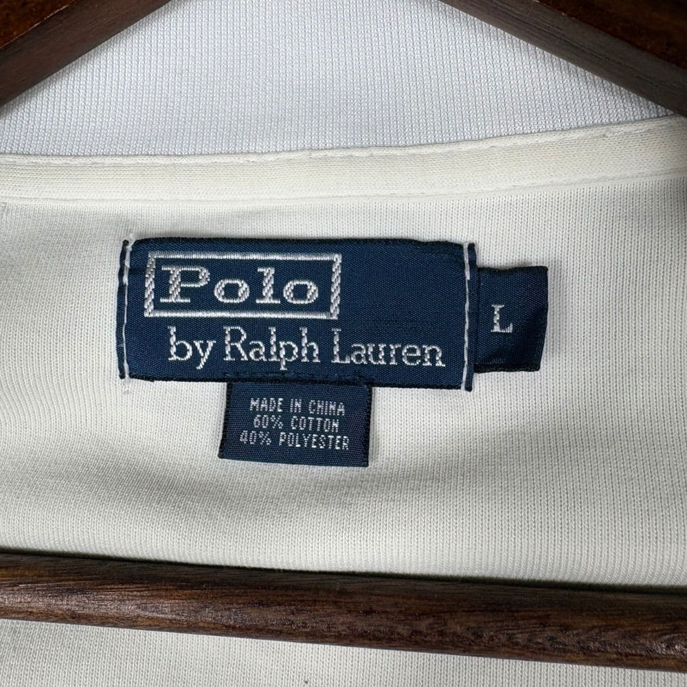 Polo Ralph Lauren Mens Track Jacket White Blue Stripe Full Zip L Large - Picture 8 of 8